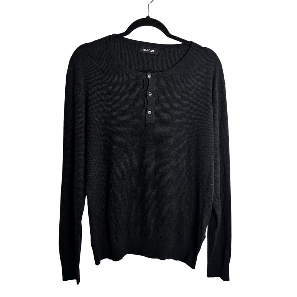 NAADAM Silk Cashmere Waffle Knit Henley Sweater XL